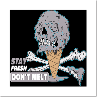 Cute Skeleton Screaming Ice Cream Skull Posters and Art